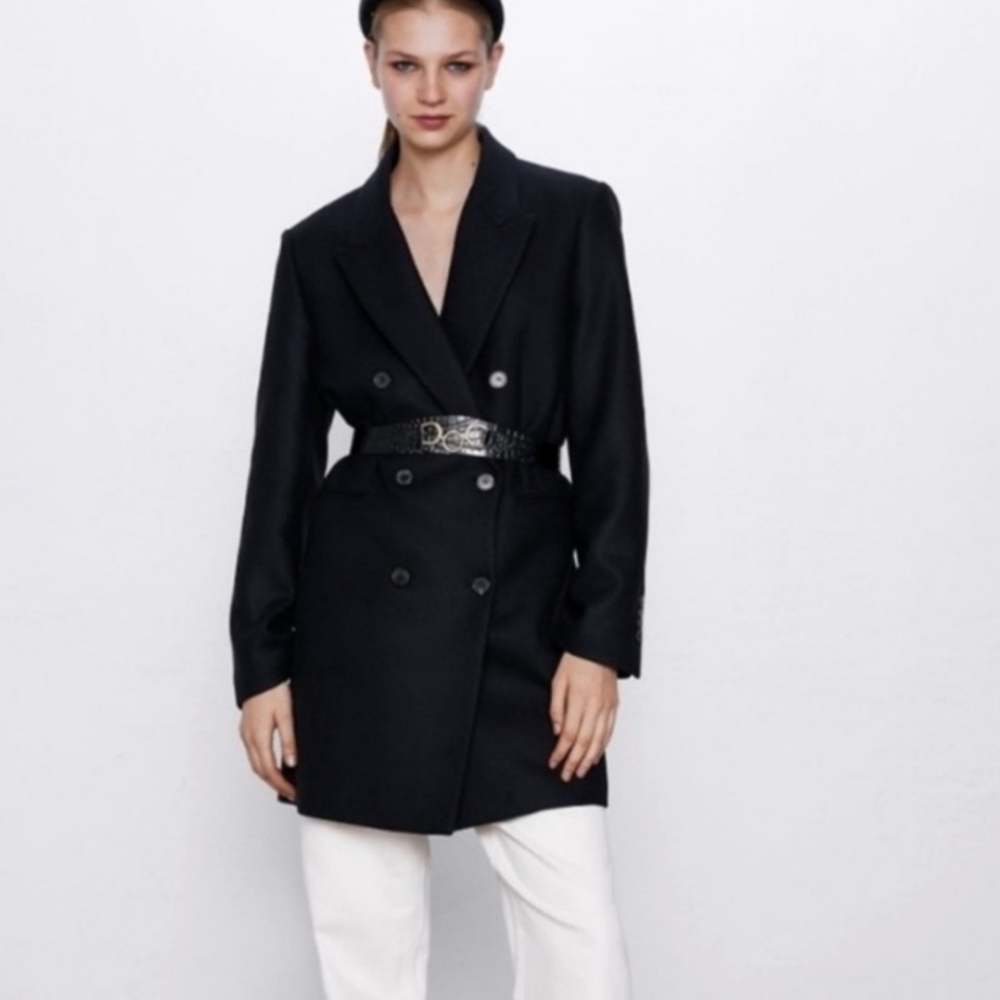 ZARA MANTECO Italian Wool Black Jacket Coat